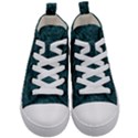 Dark Teal Butterfly Pattern Kids  Mid-Top Canvas Sneakers View1