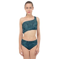 Dark Teal Butterfly Pattern Spliced Up Two Piece Swimsuit by SpinnyChairDesigns