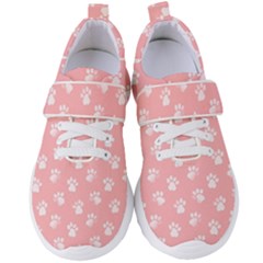 Animal Cat Dog Prints Pattern Pink White Women s Velcro Strap Shoes by SpinnyChairDesigns