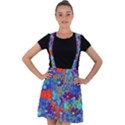 Cosmos Flowers Blue Red Velvet Suspender Skater Skirt View1