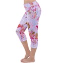 Cosmos Flowers Pink Lightweight Velour Capri Yoga Leggings View2