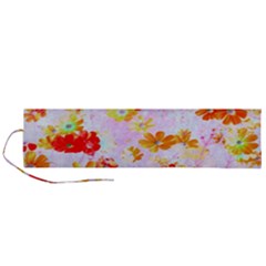 Cosmos Flowers Orange Roll Up Canvas Pencil Holder (l) by DinkovaArt