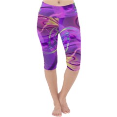 Infinity Painting Purple Lightweight Velour Cropped Yoga Leggings by DinkovaArt