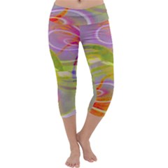 Infinity Painting Green Capri Yoga Leggings by DinkovaArt