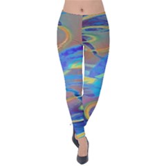 Infinity Painting Blue Velvet Leggings by DinkovaArt