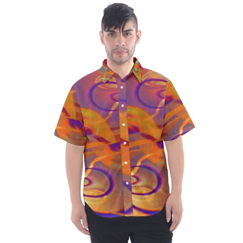 Infinity Painting Orange Men s Short Sleeve Shirt by DinkovaArt