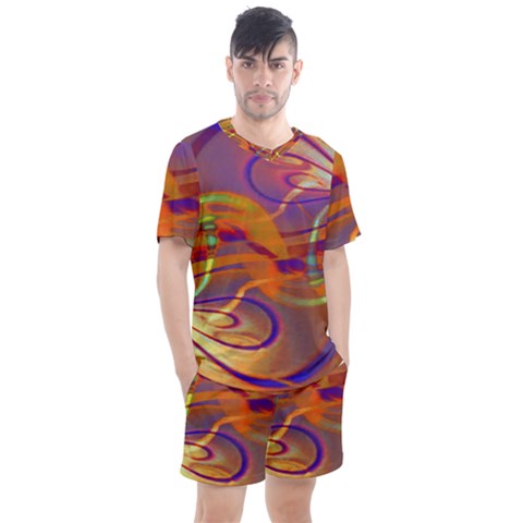 Infinity Painting Orange Men s Mesh Tee And Shorts Set by DinkovaArt