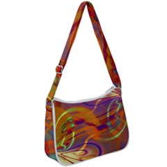 Infinity Painting Orange Zip Up Shoulder Bag by DinkovaArt