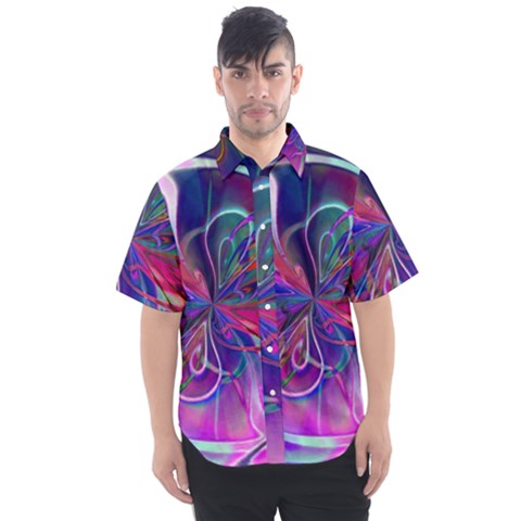 Rainbow Painting Pattern 2 Men s Short Sleeve Shirt by DinkovaArt