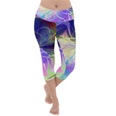 Rainbow Painting Patterns 3 Lightweight Velour Capri Yoga Leggings by DinkovaArt