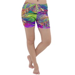 Rainbow Painting Pattern 4 Lightweight Velour Yoga Shorts by DinkovaArt