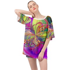 Rainbow Painting Pattern 4 Oversized Chiffon Top by DinkovaArt