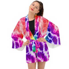 Colorful Tie Dye Pattern Texture Long Sleeve Kimono by SpinnyChairDesigns