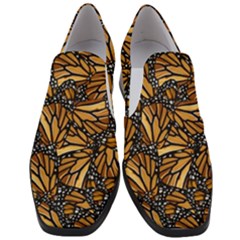 Monarch Butterfly Wings Pattern Women Slip On Heel Loafers by SpinnyChairDesigns