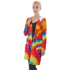 Colorful Dark Tie Dye Pattern Hooded Pocket Cardigan by SpinnyChairDesigns