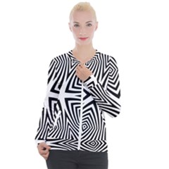 Abstract Zebra Stripes Pattern Casual Zip Up Jacket by SpinnyChairDesigns