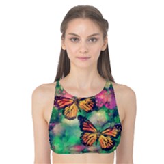 Watercolor Monarch Butterflies Tank Bikini Top by SpinnyChairDesigns