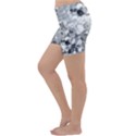 Black and White Abstract Mosaic Pattern Lightweight Velour Yoga Shorts View2