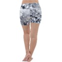 Black and White Abstract Mosaic Pattern Lightweight Velour Yoga Shorts View4