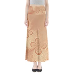 Coral Peach Intricate Swirls Pattern Full Length Maxi Skirt by SpinnyChairDesigns