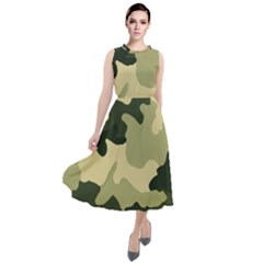 Camo Green Round Neck Boho Dress by MooMoosMumma