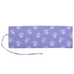 Animal Cat Dog Paw Prints Pattern Roll Up Canvas Pencil Holder (m) by SpinnyChairDesigns