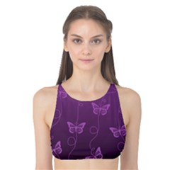 Purple Butterflies Pattern Tank Bikini Top by SpinnyChairDesigns