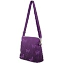 Purple Butterflies Pattern Zipper Messenger Bag View2