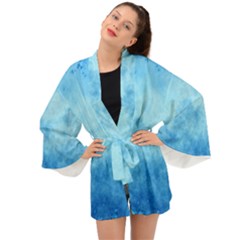 Abstract Sky Blue Texture Long Sleeve Kimono by SpinnyChairDesigns