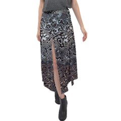 Urban Camouflage Black Grey Brown Velour Split Maxi Skirt by SpinnyChairDesigns