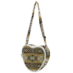 Antique Black And Gold Heart Shoulder Bag by SpinnyChairDesigns