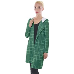 Dark Mint Green Geometric Hooded Pocket Cardigan by SpinnyChairDesigns