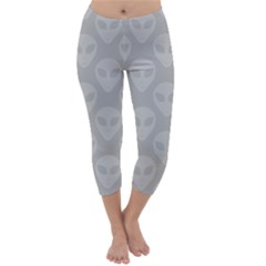 Grey Aliens Ufo Capri Winter Leggings  by SpinnyChairDesigns