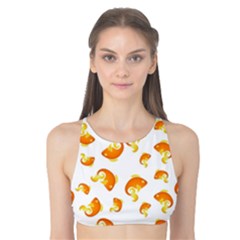 Orange Goldfish Pattern Tank Bikini Top by SpinnyChairDesigns