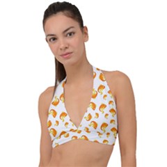 Orange Goldfish Pattern Halter Plunge Bikini Top by SpinnyChairDesigns