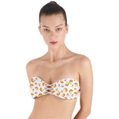 Orange Goldfish Pattern Twist Bandeau Bikini Top by SpinnyChairDesigns