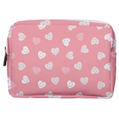 Cute Pink And White Hearts Make Up Pouch (medium) by SpinnyChairDesigns