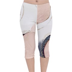 Pink And Blue Marble Velvet Capri Leggings  by kiroiharu