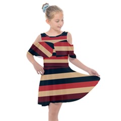 Seventies Stripes Kids  Shoulder Cutout Chiffon Dress by tmsartbazaar