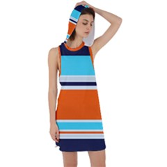 Tri Color Stripes Racer Back Hoodie Dress by tmsartbazaar