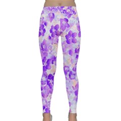 Purple Spring Flowers Classic Yoga Leggings by DinkovaArt