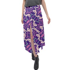 Amethyst And Pink Checkered Stripes Velour Split Maxi Skirt by SpinnyChairDesigns