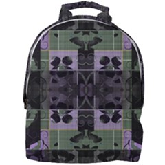 Chive Purple Black Abstract Art Pattern Mini Full Print Backpack by SpinnyChairDesigns