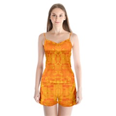 Orange Peel Abstract Batik Pattern Satin Pajamas Set by SpinnyChairDesigns