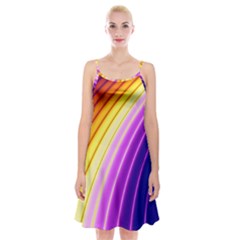 Sporty Stripes Swoosh Purple Gold Red Spaghetti Strap Velvet Dress by SpinnyChairDesigns