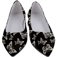 Black And White Butterfly Pattern Women s Block Heels  by SpinnyChairDesigns