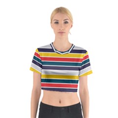 Horizontal Colored Stripes Cotton Crop Top by tmsartbazaar