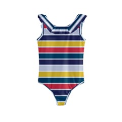 Horizontal Colored Stripes Kids  Frill Swimsuit by tmsartbazaar