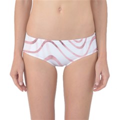 Pink Abstract Stripes On White Classic Bikini Bottoms by SpinnyChairDesigns