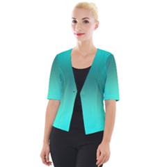 Teal Turquoise Green Gradient Ombre Cropped Button Cardigan by SpinnyChairDesigns